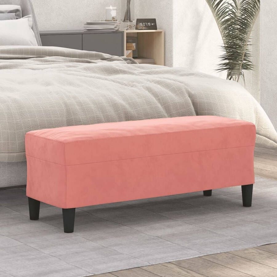 The Living Store Fluwelen Zitbank 100x35x41 cm Roze