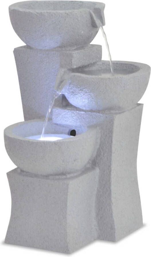 The Living Store Fontein Polyresin 27.2 x 27.8 x 39.5 cm LED-verlichting Grijs