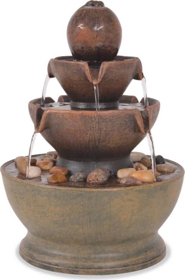 The Living Store Fontein Zen Waterornament 17.5 x 17.5 x 23 cm Bruin Polyresin Inclusief pomp