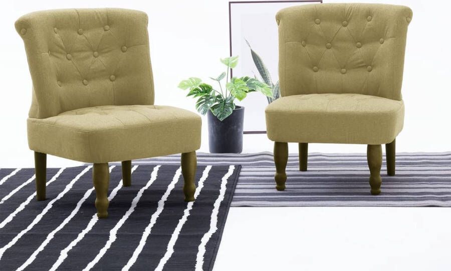 The Living Store Franse stoelen Groen 54 x 66.5 x 70 cm Houten poten