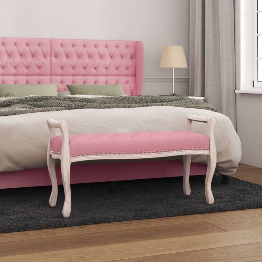 The Living Store Franse Vintage Fluweel Halbankje Roze 110 x 45 x 60 cm Stabiele Zitting Draagvermogen 110 kg Montage Vereist