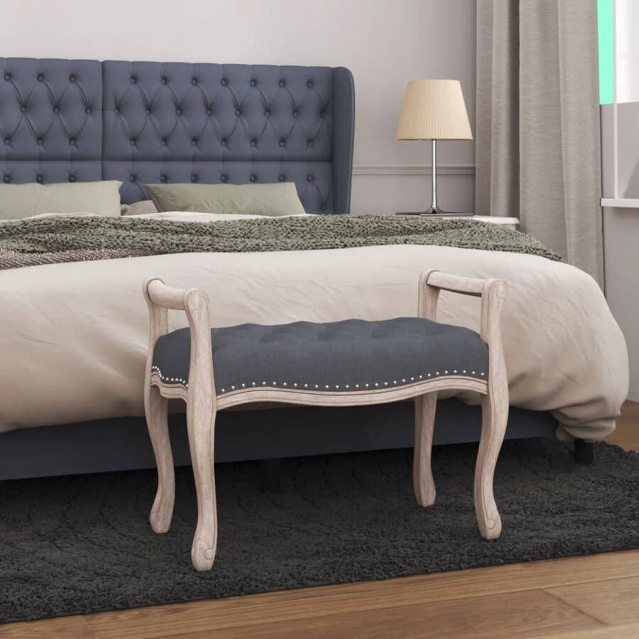 The Living Store Franse vintage fluwelen halbankje 80 x 45 x 60 cm donkergrijs