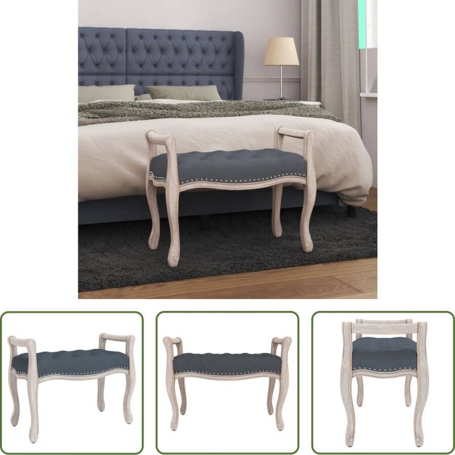The Living Store Franse vintage fluwelen halbankje 80 x 45 x 60 cm donkergrijs