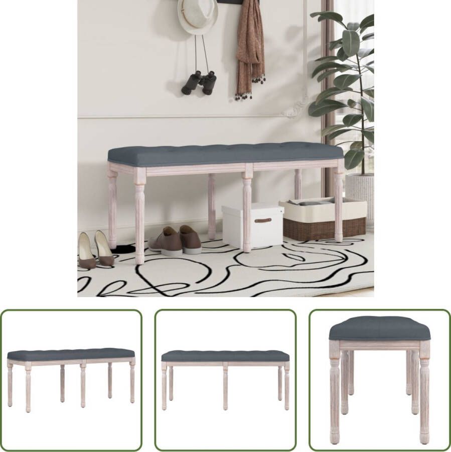The Living Store Franse Vintage Halbankje Donkergrijs 110 x 40 x 49 cm Fluweel