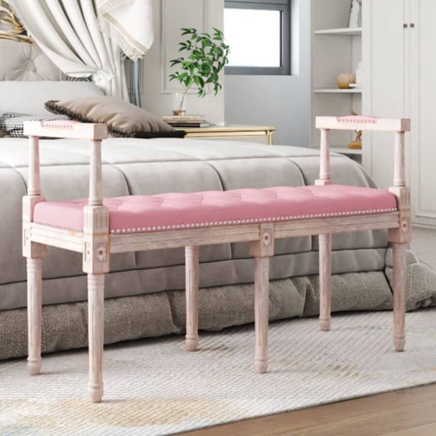 The Living Store Franse Vintage Halbankje Fluweel 110x40x70 cm Roze