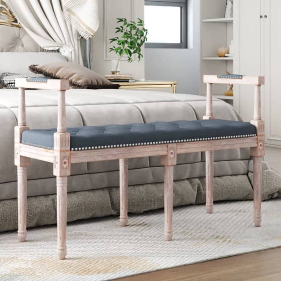 The Living Store Franse Vintage Halbankje Fluweel Donkergrijs 110 x 40 x 70 cm Houten Poten