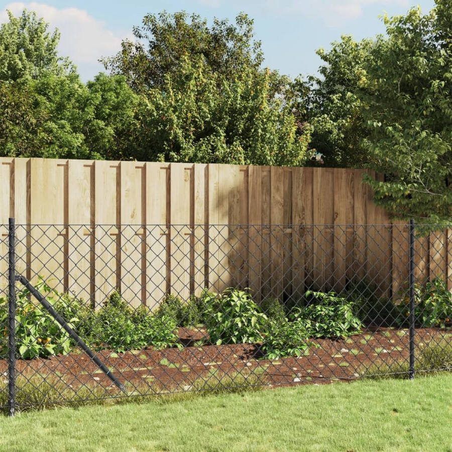 The Living Store Gaashek 0.8x25m duurzaam gegalvaniseerd staal en PVC coating antraciet veelzijdig en stevig voor eigendomsbarrière of dierenverblijf