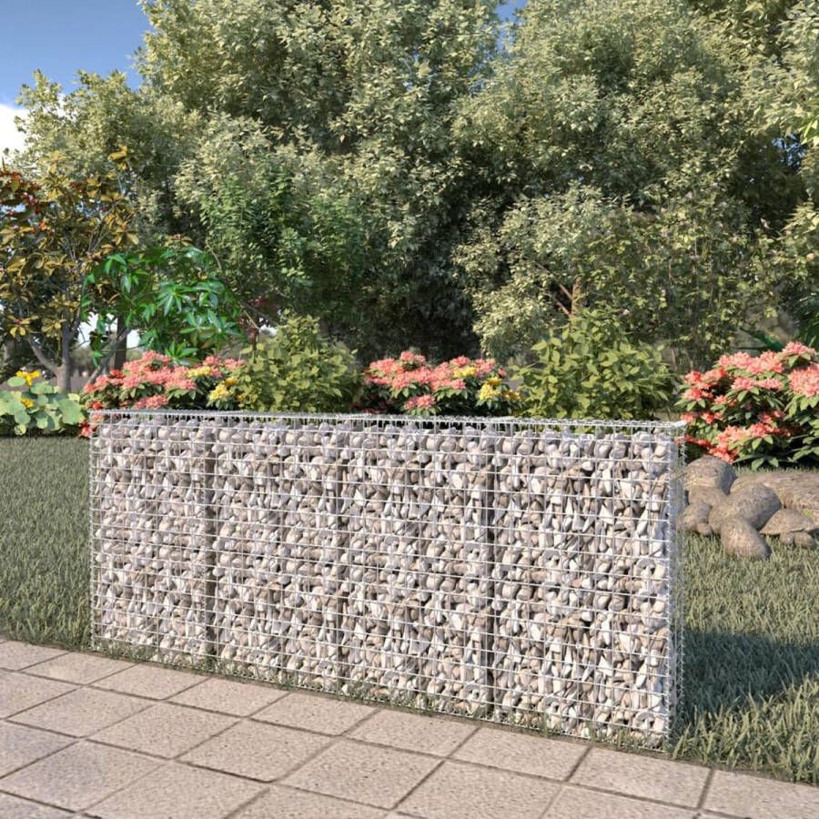 The Living Store Gabion Mand 200 x 20 x 85 cm Zilver Gegalvaniseerd Staal