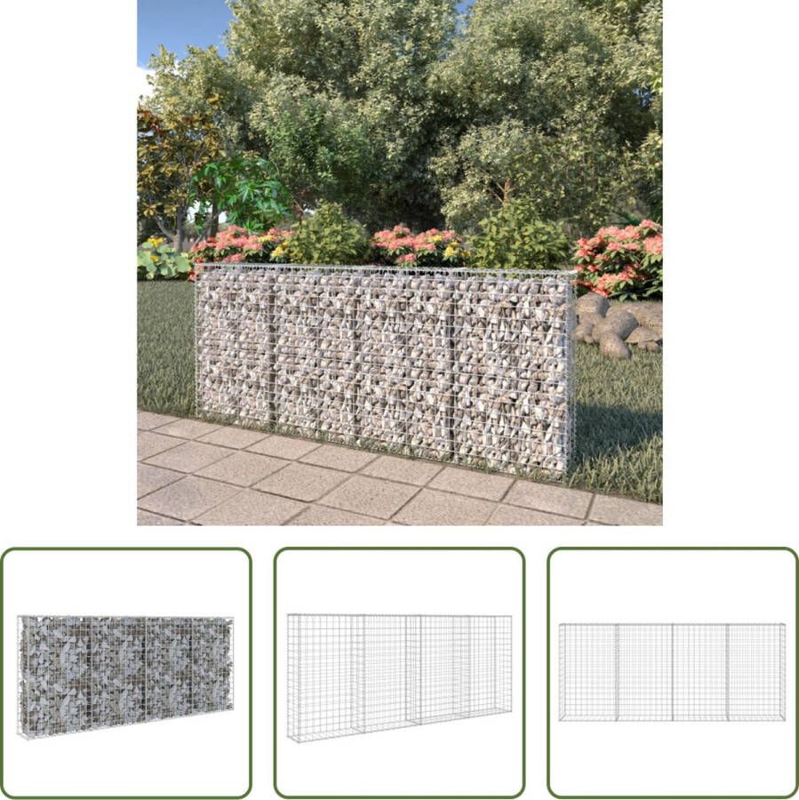 The Living Store Gabion Mand 200 x 20 x 85 cm Zilver Gegalvaniseerd Staal