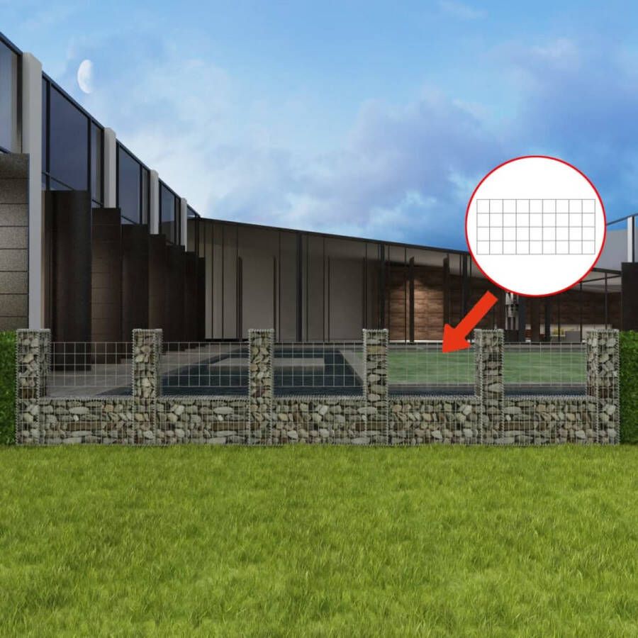 The Living Store Gabion Mand 570 x 20 x 100 cm Zilver Gegalvaniseerd staal Draaddiameter 3.5 mm