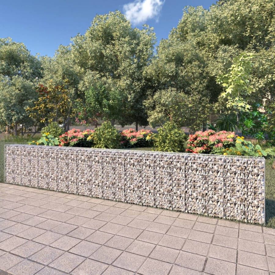 The Living Store Gabion Mand 600x30x100 cm Zilver Gegalvaniseerd Staal