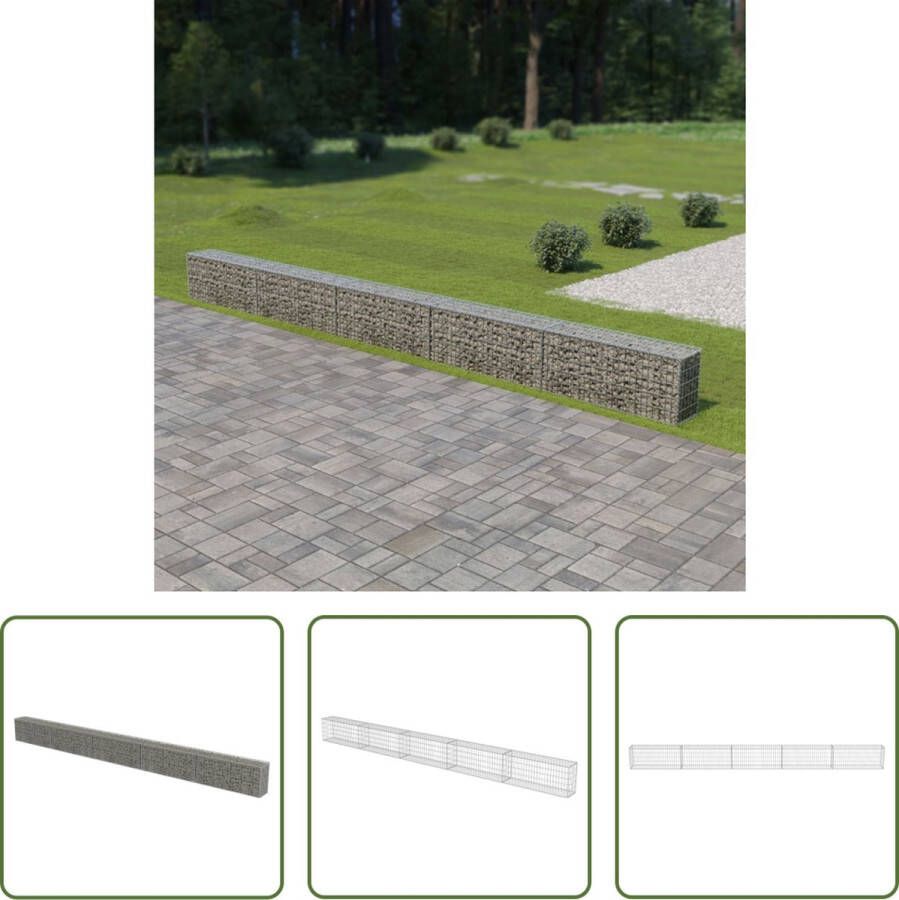 The Living Store Gabion Mand 600x30x50 cm Robuust en Duurzaam Zilver