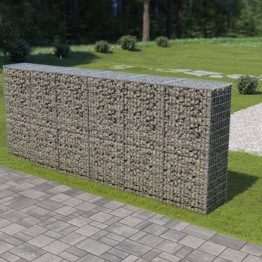 The Living Store Gabion Mand Gegalvaniseerd staal 300x50x150 cm Sterke muur bouwen Zilver 1400 kg m³