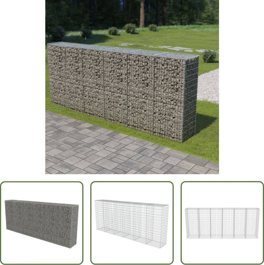 The Living Store Gabion Mand Gegalvaniseerd staal 300x50x150 cm Sterke muur bouwen Zilver 1400 kg m³