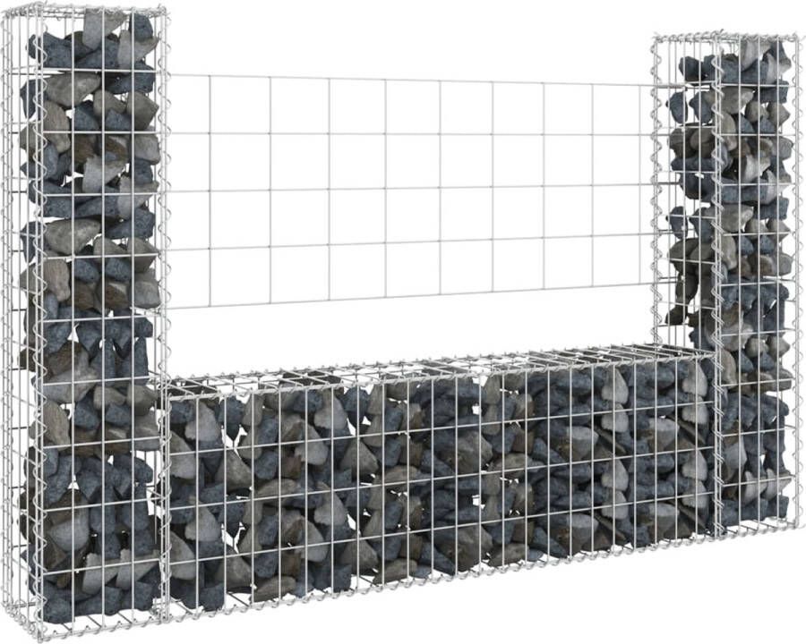 The Living Store Gabion Mand Schanskorf 140 x 20 x 100 cm RVS en weerbestendig ijzer