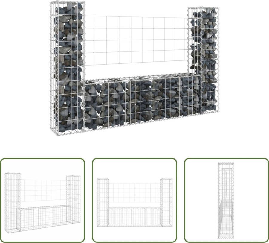 The Living Store Gabion Mand Schanskorf 140 x 20 x 100 cm RVS en weerbestendig ijzer