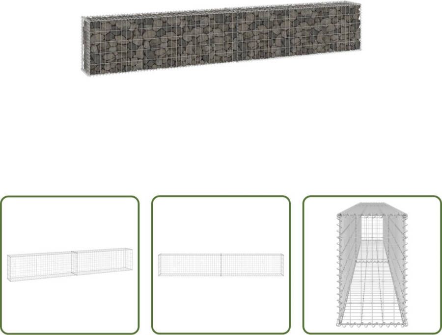 The Living Store Gabion Mand Schanskorf 300 x 30 x 50 cm 10 x 5 cm Gaas 3.5 mm Draad Zilver Gegalvaniseerd Staal Hoog Draagvermogen