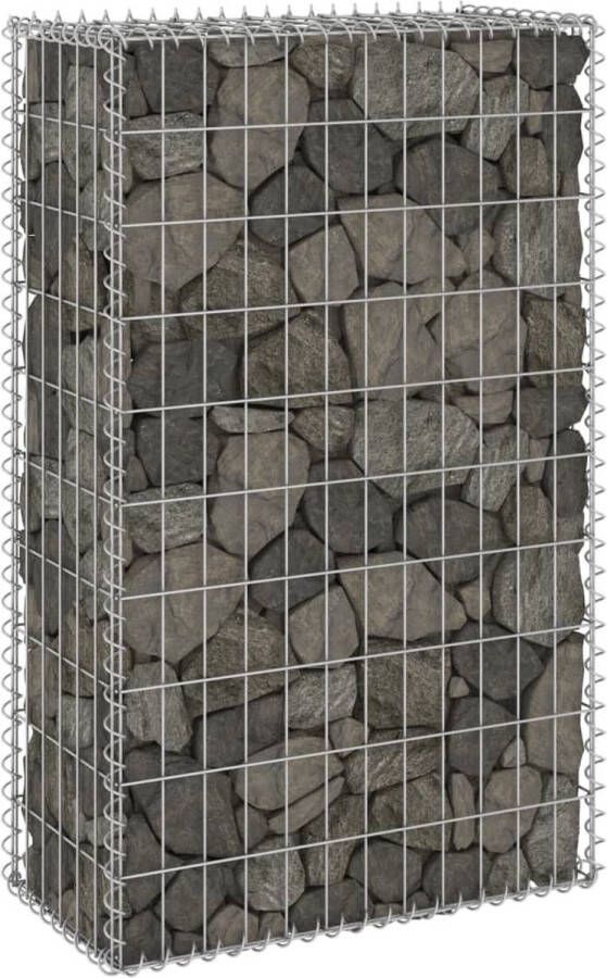 The Living Store Gabion Mand Staal 60x30x100cm Gegalvaniseerd Zilverkleurig Hoog draagvermogen