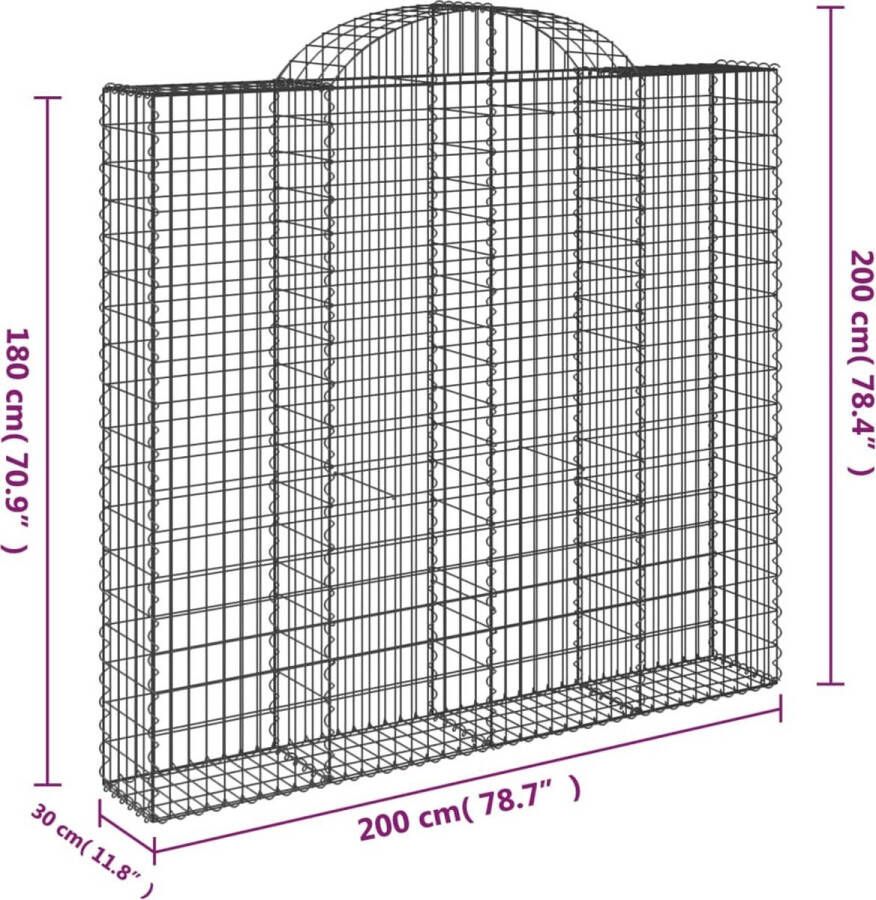 The Living Store Gabion Muur Gegalvaniseerd IJzer 200x30x180 200 cm Decoratieve Tuinbarrière