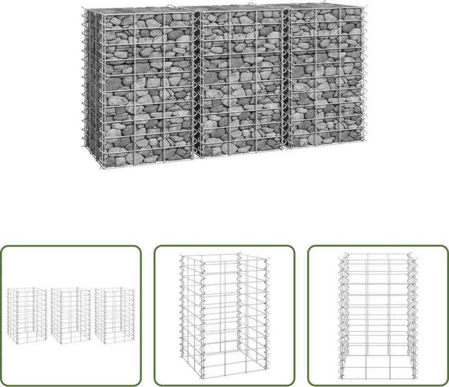 The Living Store Gabion Plantenbaksset 30 x 30 x 50 cm Zilver