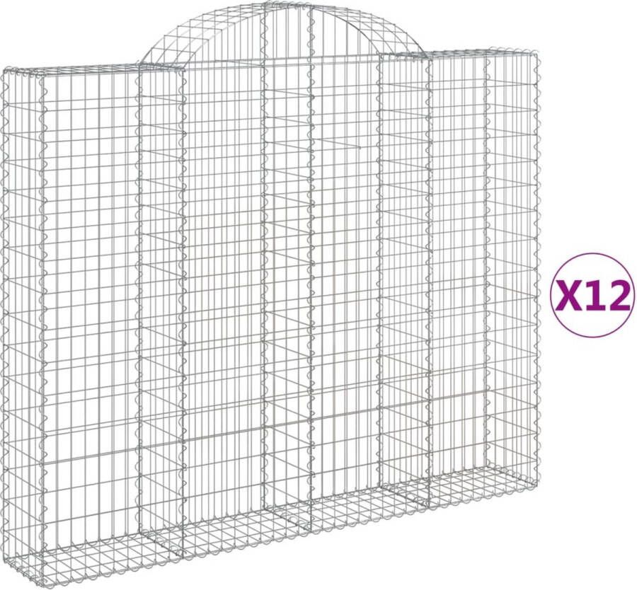 The Living Store Gabion Schanskorf 200 x 30 x 160 180 cm Geluidsisolerend Duurzaam Zilver Gegalvaniseerd ijzer 12 stuks