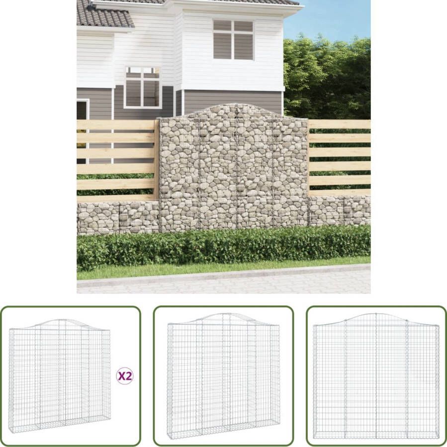 The Living Store Gabion Schanskorf 200 x 30 x 180 200 cm Gegalvaniseerd ijzer Decoratieve tuinbarrière