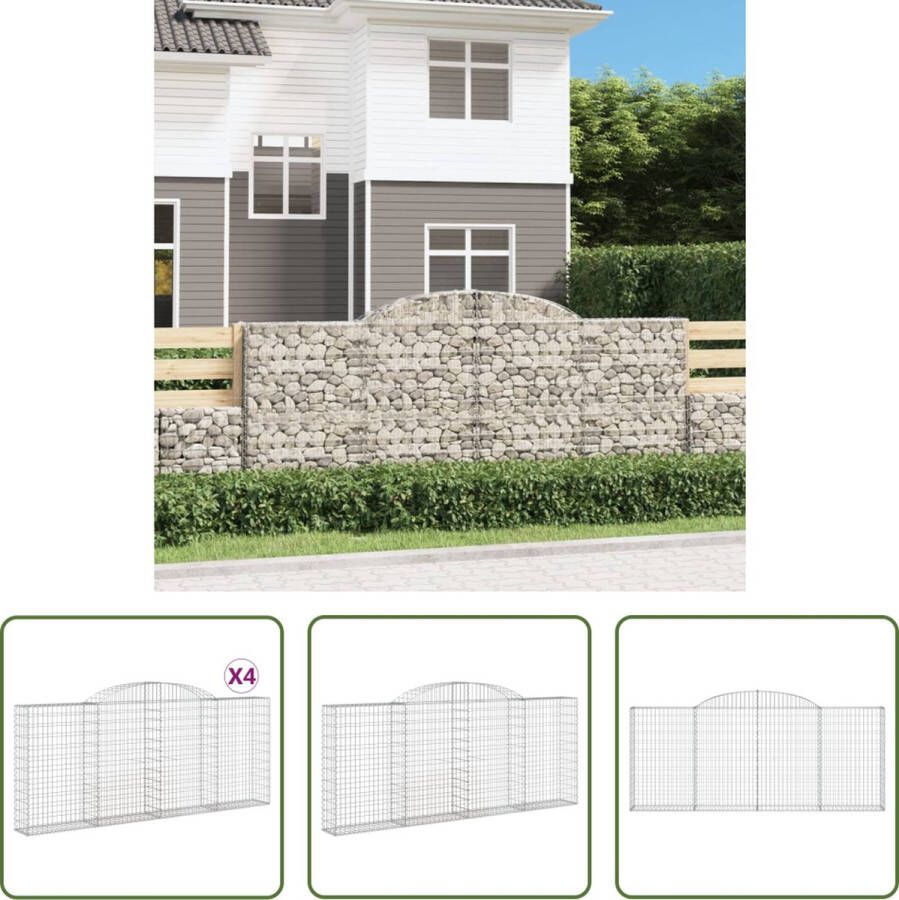 The Living Store Gabion Schanskorf 300x30x120 140 cm Geluidsisolerende Tuinbarrière Gegalvaniseerd Inclusief 4 Stuks