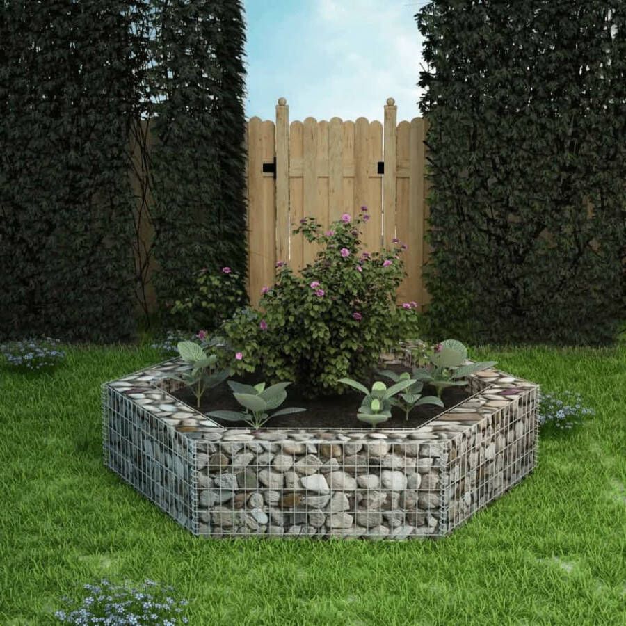 The Living Store Gabion verhoogde plantenbak 200 x 173 x 40 cm gegalvaniseerd staal