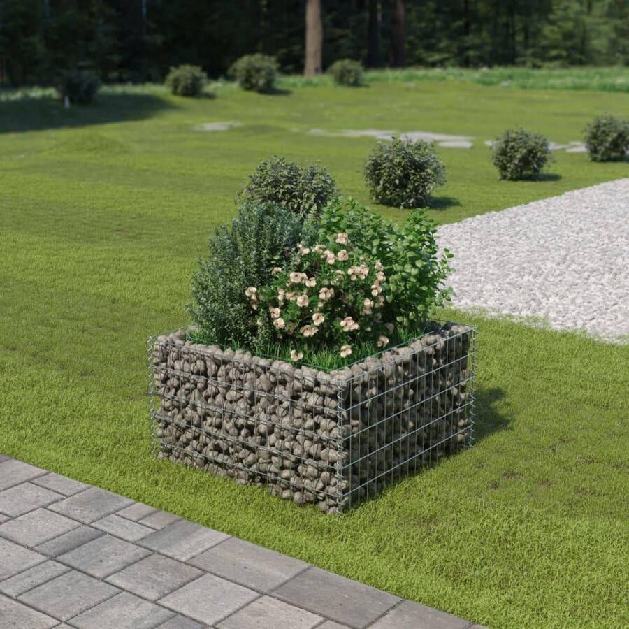 The Living Store Gabion Verhoogde Plantenbak 90 x 90 x 50 cm Gegalvaniseerd Staal