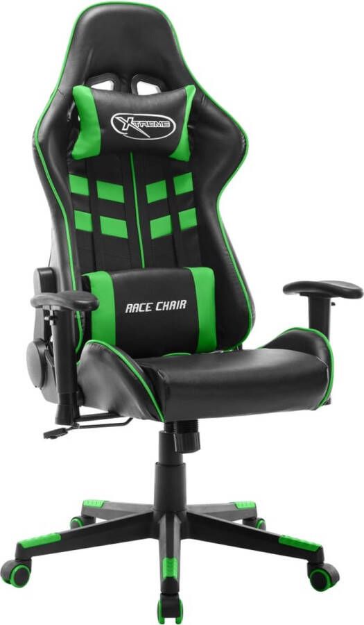 The Living Store Gamestoel Racing bureaustoel zwart groen 67 x 61 x (123-133) cm dik gevoerd