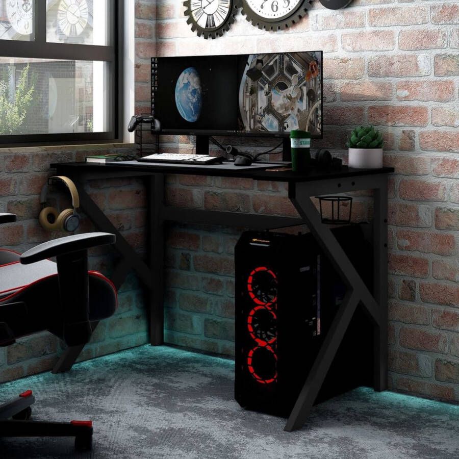 The Living Store Gaming Desk Zwart 110x60x75 cm Ergonomisch design