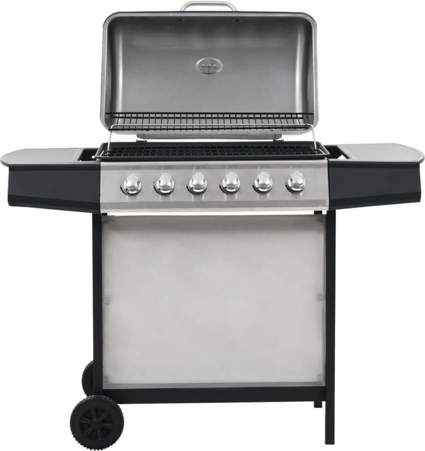 The Living Store Gasbarbecue 6 branders 112x54x98 cm roestvrij staal en gepoedercoat staal