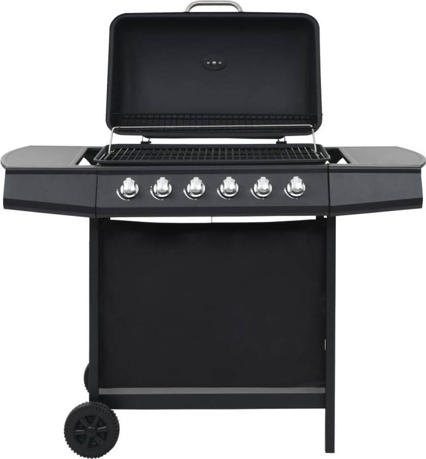 The Living Store Gasbarbecue 6 kookzones 112x54x98 cm Zwart