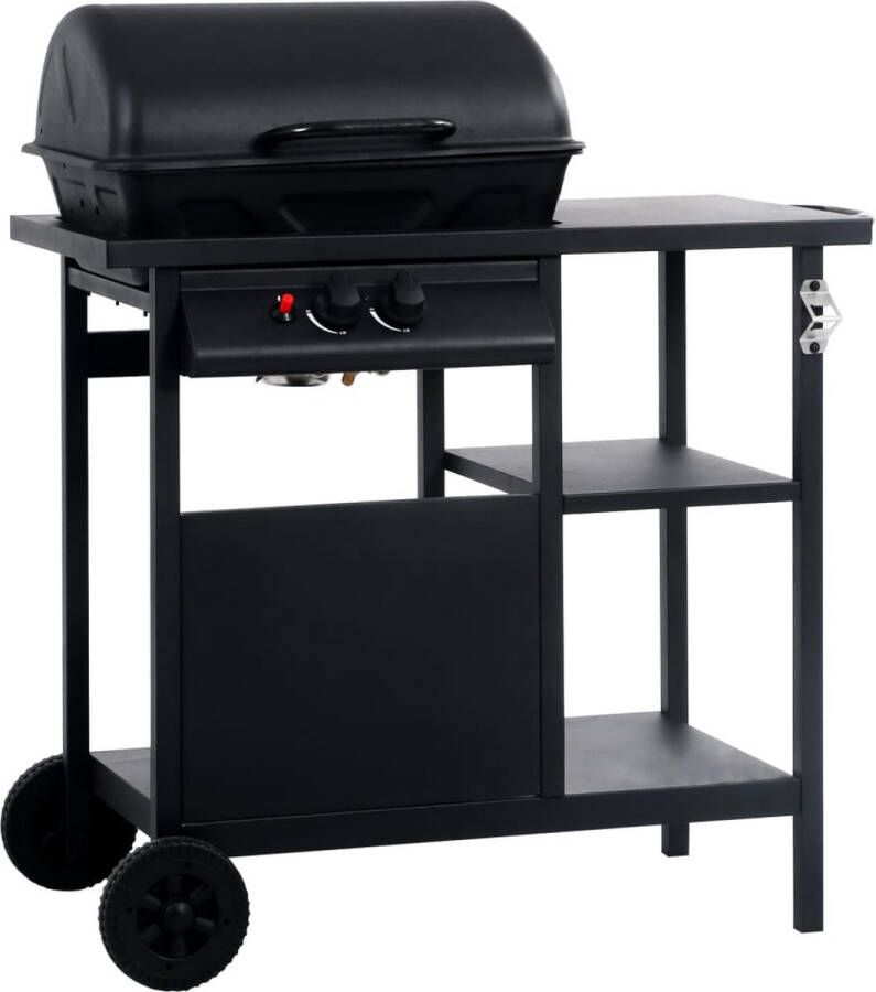 The Living Store gasbarbecue 92x53x96 cm 3-laags zijtafeltje zwart