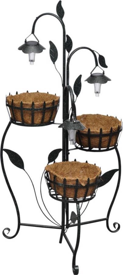 The Living Store Gietijzeren Standaard 3 Hangmanden 24 cm Zwart