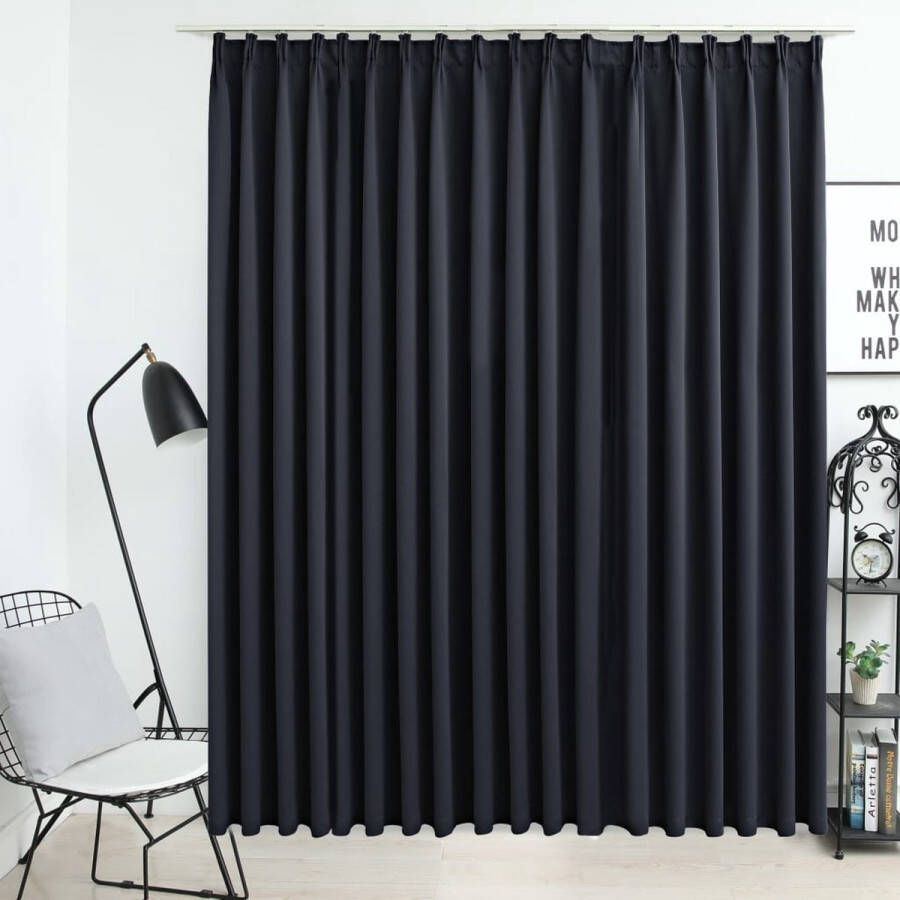 The Living Store Gordijn Zwarte 290x245cm Privacy Lichtblokkering Premium Polyester Met Metalen Haken