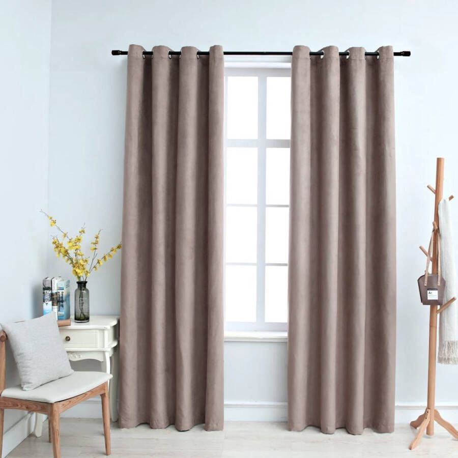The Living Store Gordijnen Suede-Touch Taupe 140x175cm 100% Polyester
