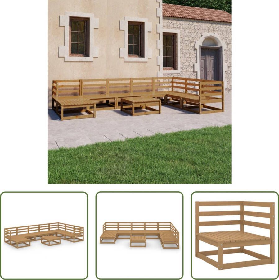 The Living Store Grenenhouten Tuinset Classic s Bankstel 70x70x67 cm Honingbruin