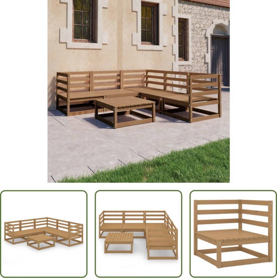 The Living Store Grenenhouten Tuinset Hoekbank- 70x70x67 cm Middenbank- 70x70x67 cm Tafel- 70x70x30 cm