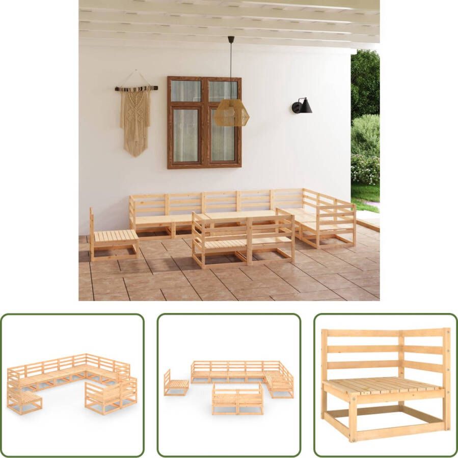The Living Store Grenenhouten Tuinset Hoekbank Middenbank Bruin 70 x 70 x 67 cm Montage vereist