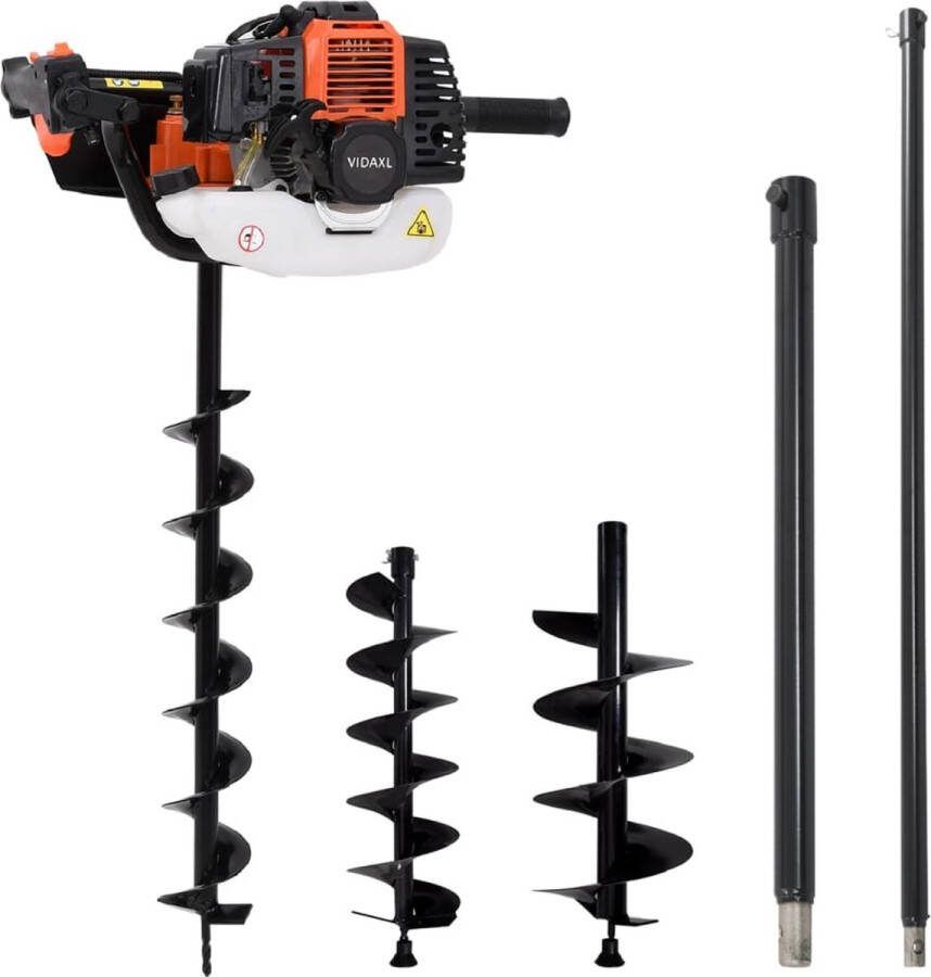 The Living Store Grondboor 52 cc 3 boren 2 verlengstukken Benzine