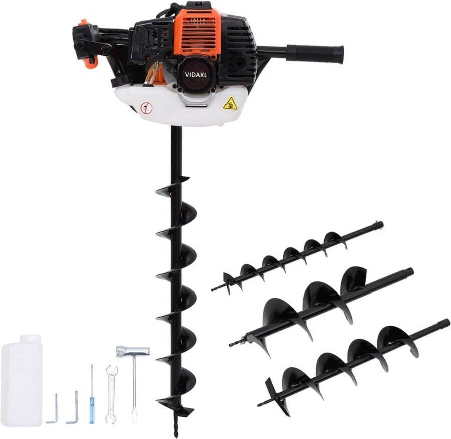 The Living Store Grondboor Boormachine set 3 boren 100 mm 150 mm 200 mm