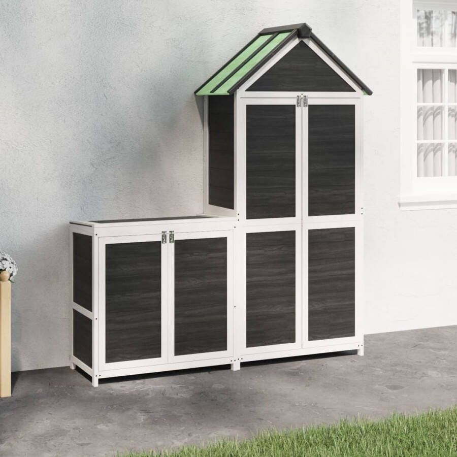 The Living Store Grote Tuinschuur Grijs Massief Grenenhout 79 x 53 x 185 cm (B x D x H)