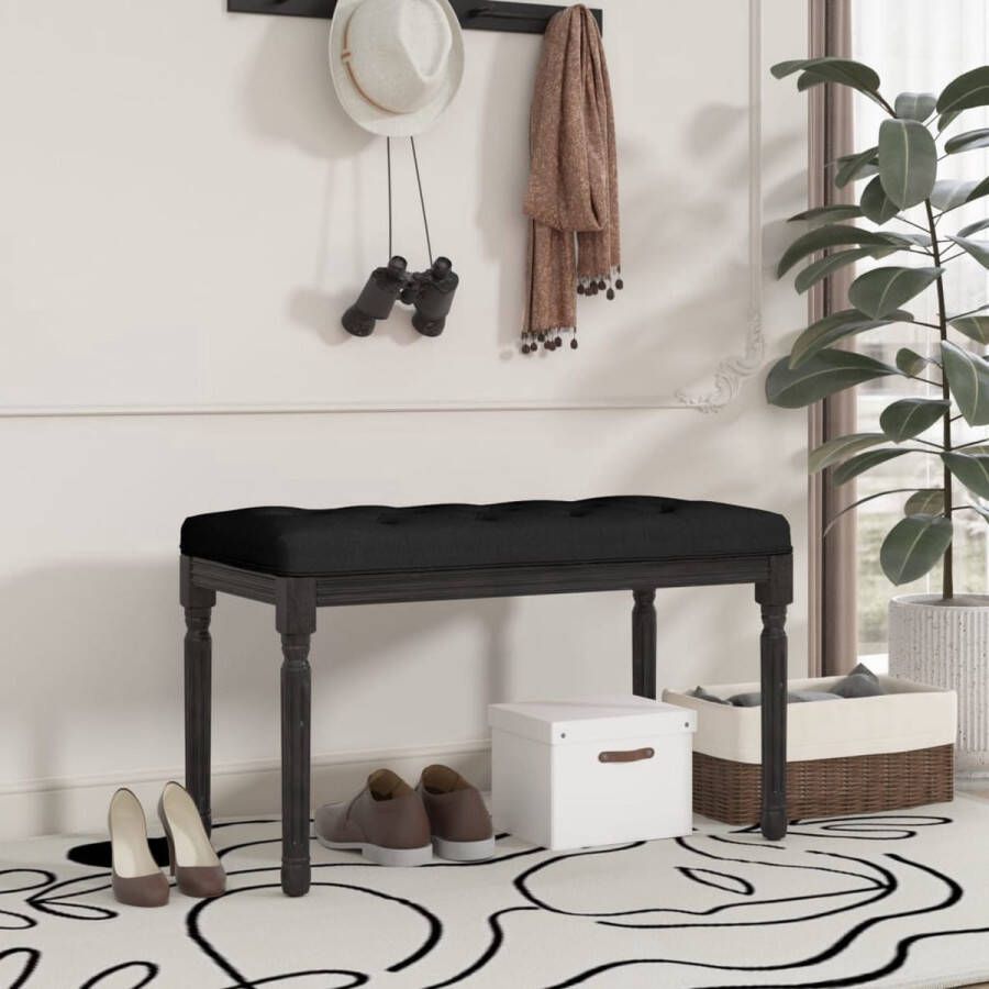 The Living Store Halbankje Franse Vintage Fluweel 80 x 40 x 49 cm Zwart