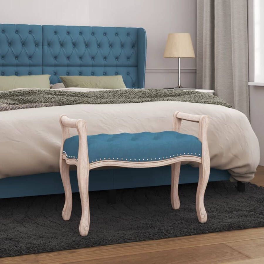 The Living Store Halbankje Franse Vintage Fluweel Blauw 80x45x60 cm Stabiele zitting