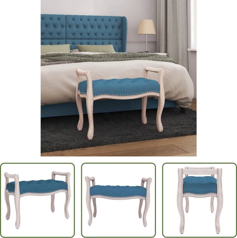 The Living Store Halbankje Franse Vintage Fluweel Blauw 80x45x60 cm Stabiele zitting