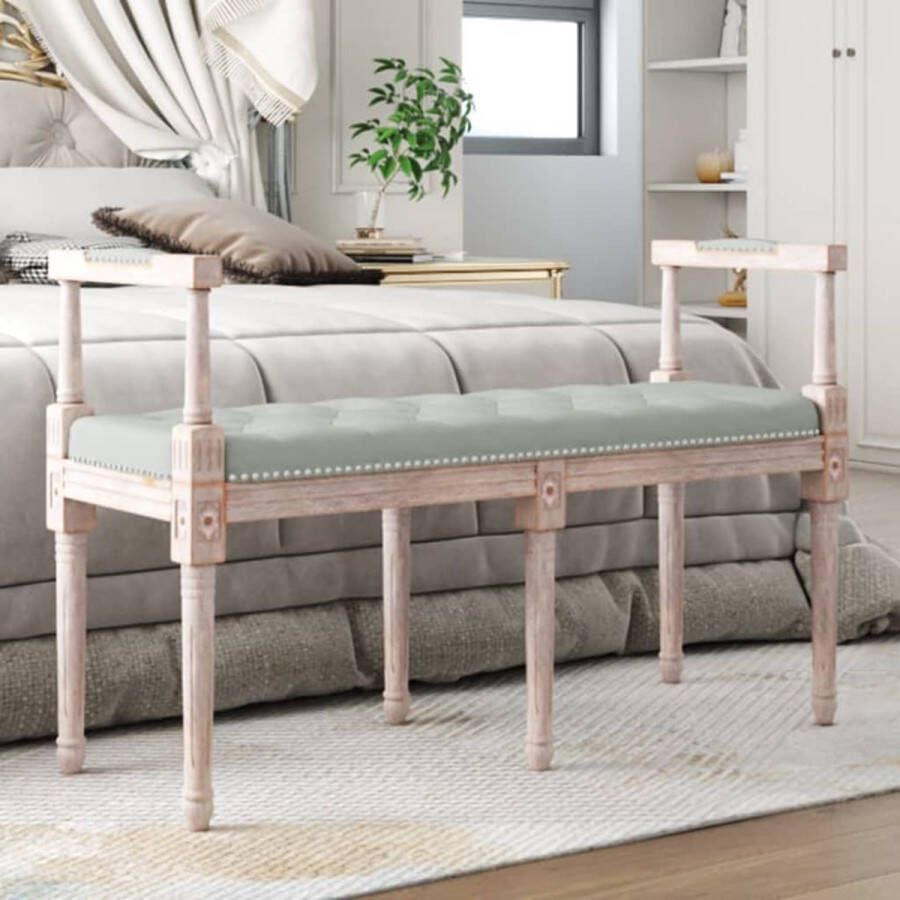 The Living Store Halbankje Franse Vintage Fluweel Lichtgrijs 110 x 40 x 70 cm