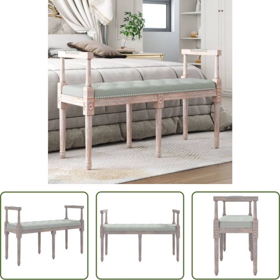 The Living Store Halbankje Franse Vintage Fluweel Lichtgrijs 110 x 40 x 70 cm