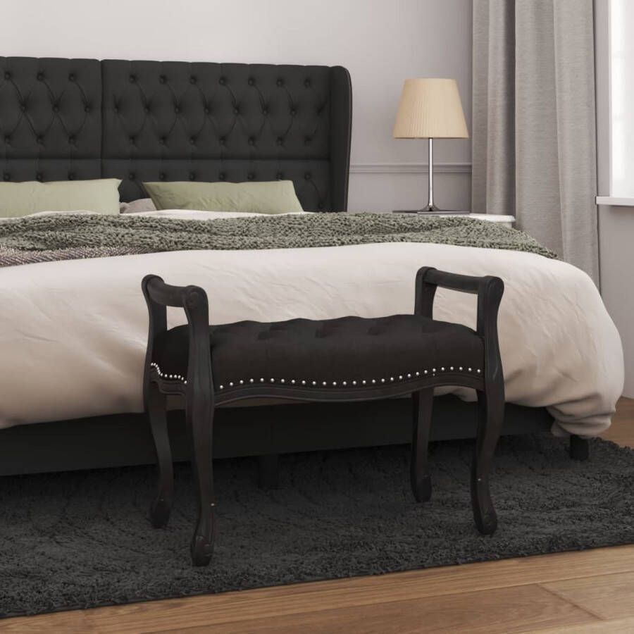 The Living Store Halbankje Franse Vintage Stijl 80 x 45 x 60 cm Zacht Fluweel Zwart