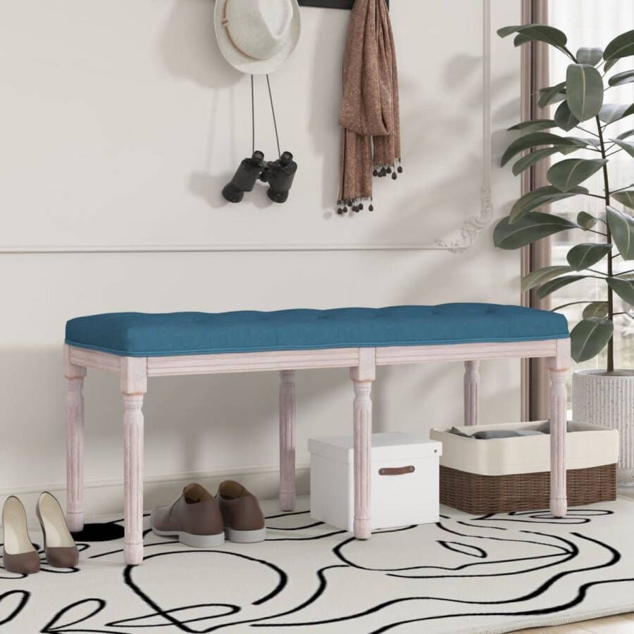 The Living Store Halbankje Franse Vintage Stijl Blauw 110 x 40 x 49 cm Fluweel
